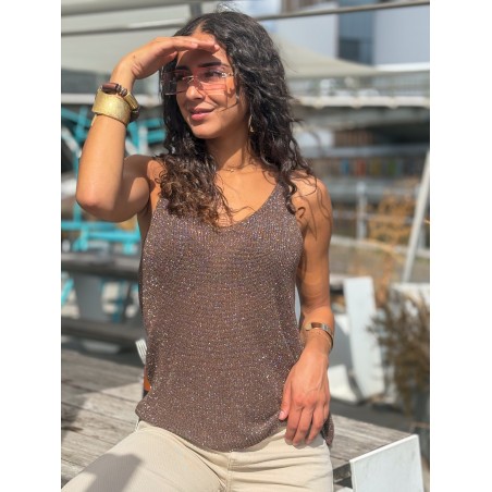 Top débardeur scintillant choco PRISCILLIA