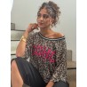 Blouse à sequins imprimé léopard ERIKA