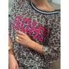 Blouse à sequins imprimé léopard ERIKA