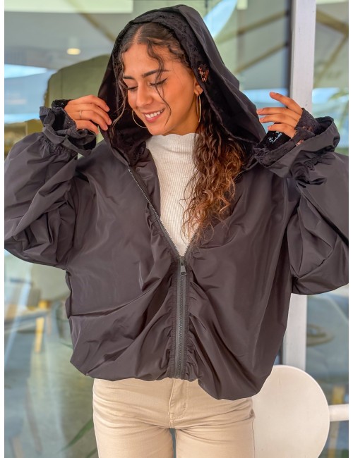 Veste coupe vent style blouson noire INGRID