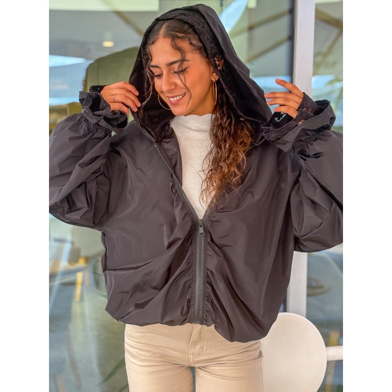 Veste coupe vent style blouson noire INGRID