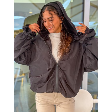 Veste coupe vent style blouson noire INGRID