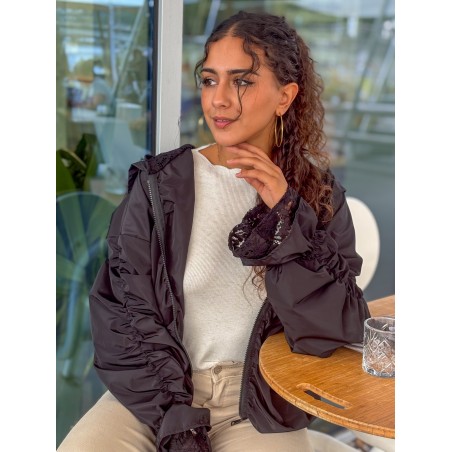 Veste coupe vent style blouson noire INGRID