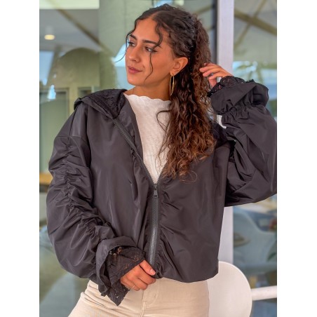 Veste coupe vent style blouson noire INGRID