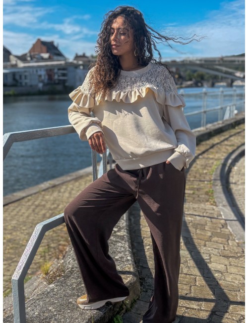 Pantalon fluide et large choco Zoe