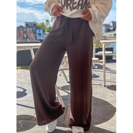 Pantalon fluide et large choco Zoe