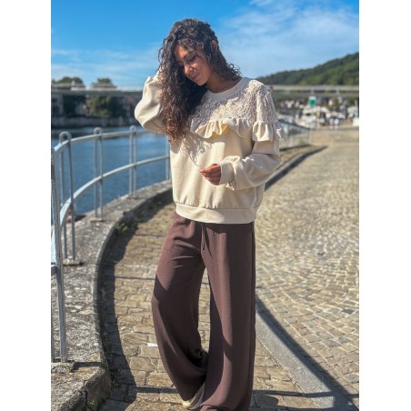 Pantalon fluide et large choco Zoe