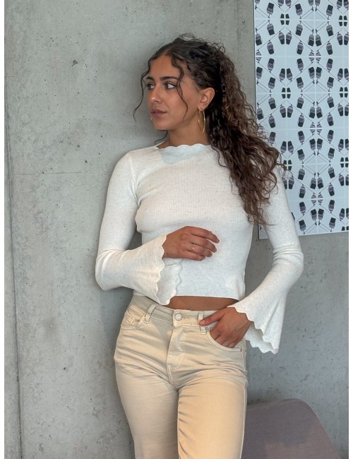 Pull léger en maille scintillant écru Alice