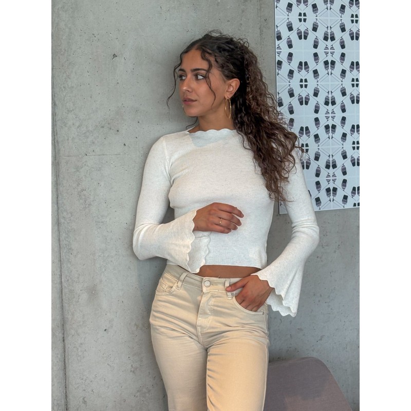 Pull léger en maille scintillant écru Alice
