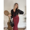 Robe longue côtelé bordeaux LOLA