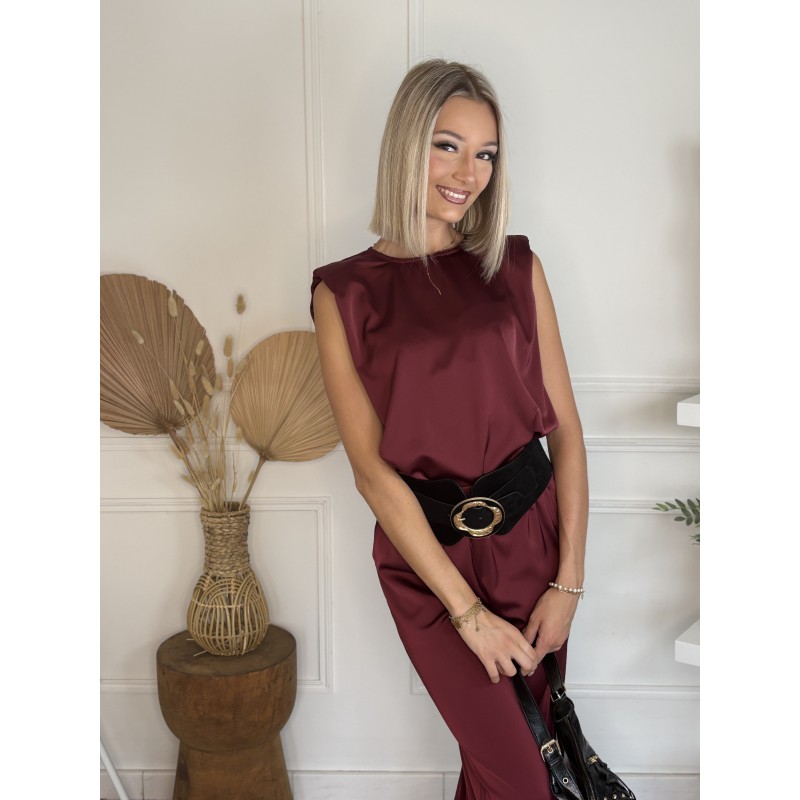 Ensemble effet satiné bordeaux KELLY