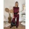Ensemble effet satiné bordeaux KELLY