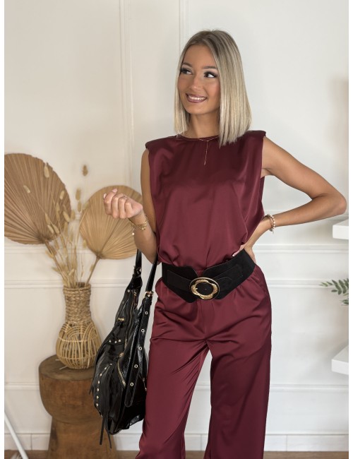 Ensemble effet satiné bordeaux KELLY