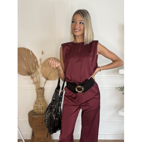 Ensemble effet satiné bordeaux KELLY