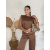 Ensemble effet satiné choco KELLY