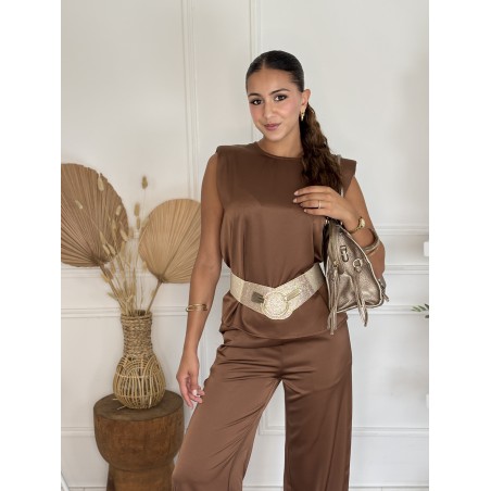 Ensemble effet satiné choco KELLY