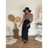 Robe longue brodée noir Segolene