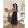 Robe longue brodée noir Segolene