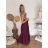 Robe longue brodée bordeaux Segolene