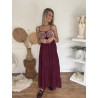 Robe longue brodée bordeaux Segolene