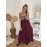 Robe longue brodée bordeaux Segolene