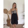 Robe courte brodée noir Rita