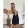 Robe courte brodée noir Rita