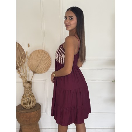 Robe courte brodée bordeaux Rita
