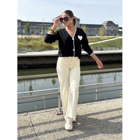 Pantalon en velours côtelé écru Azalee