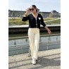 Pantalon en velours côtelé écru Azalee