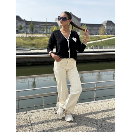 Pantalon en velours côtelé écru Azalee