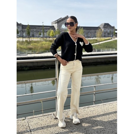 Pantalon en velours côtelé écru Azalee