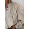 Blouse satinée à volants et dentelle VIOLINA