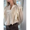 Blouse satinée à volants et dentelle VIOLINA