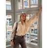 Blouse satinée à volants et dentelle VIOLINA