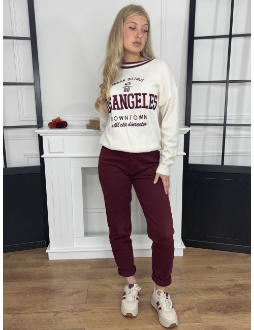Pantalon style mom bordeaux MARTHA