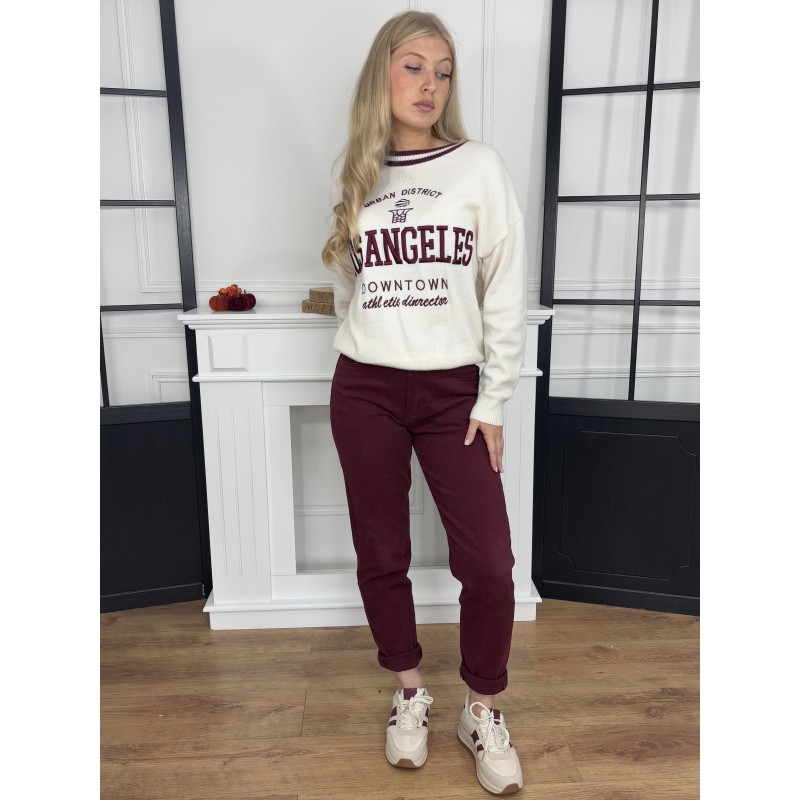 Pantalon style mom bordeaux MARTHA