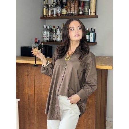 Chemise longue à sequins choco CLAIRE