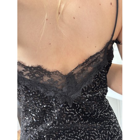 Robe nuisette à sequins noire Enrica