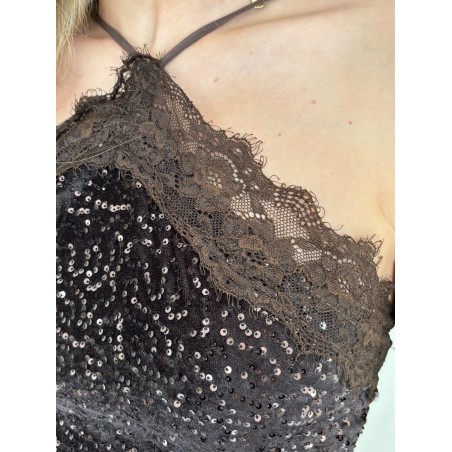 Robe nuisette à sequins choco Laurence