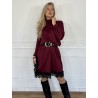 Robe-pull uni à dentelle bordeaux ANOUSHKA