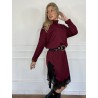 Robe-pull uni à dentelle bordeaux ANOUSHKA