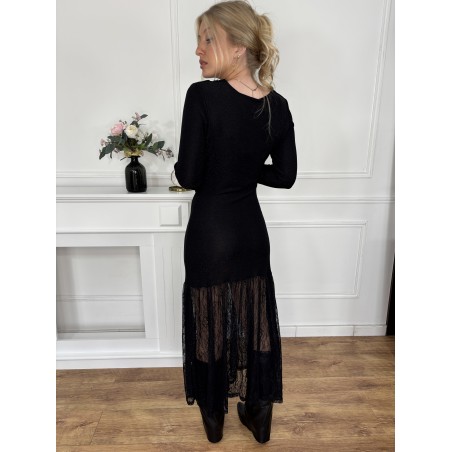 Robe longue et légère noire SHANICE