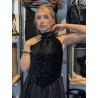 Robe courte sans manches à sequins noire ANASTACIA