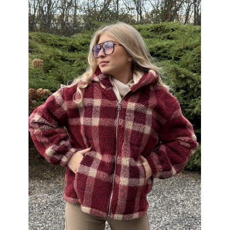 Veste à carreaux bordeaux Layana