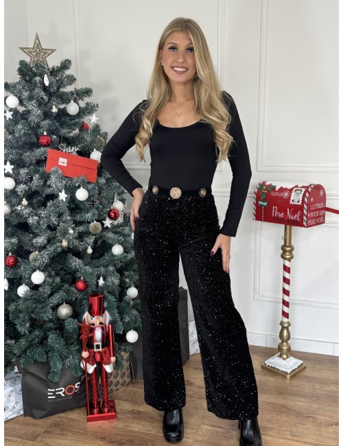 Pantalon à sequins noir Disco