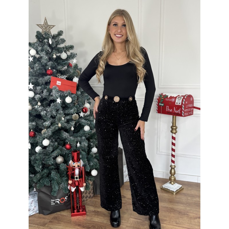 Pantalon à sequins noir Disco