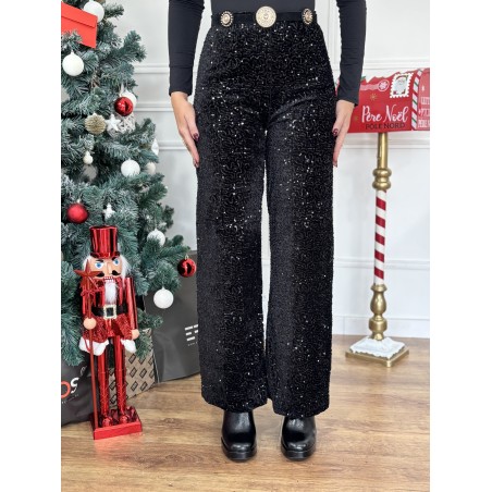 Pantalon à sequins noir Disco