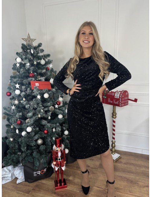 Robe à sequins noire Keyla