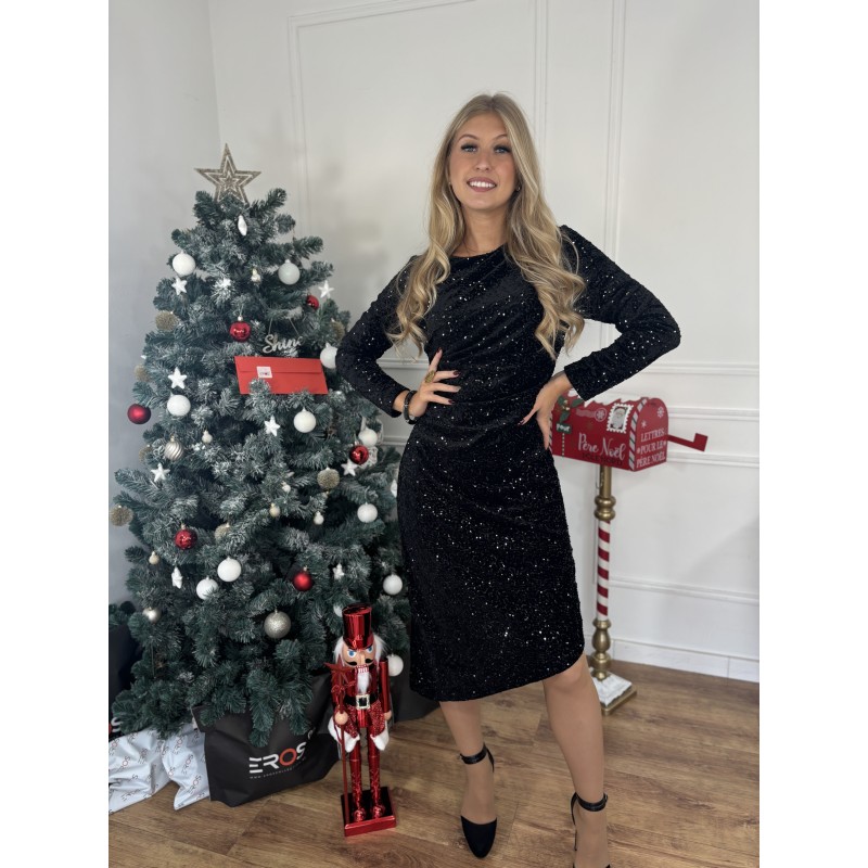 Robe à sequins noire Keyla